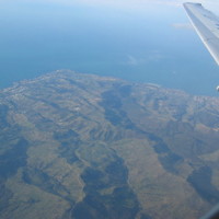 Landing in Rome, airplane view of country side (Lazio, Italy 2005)