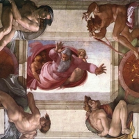 God dividing land and water