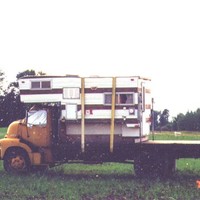 RV with a large back deck