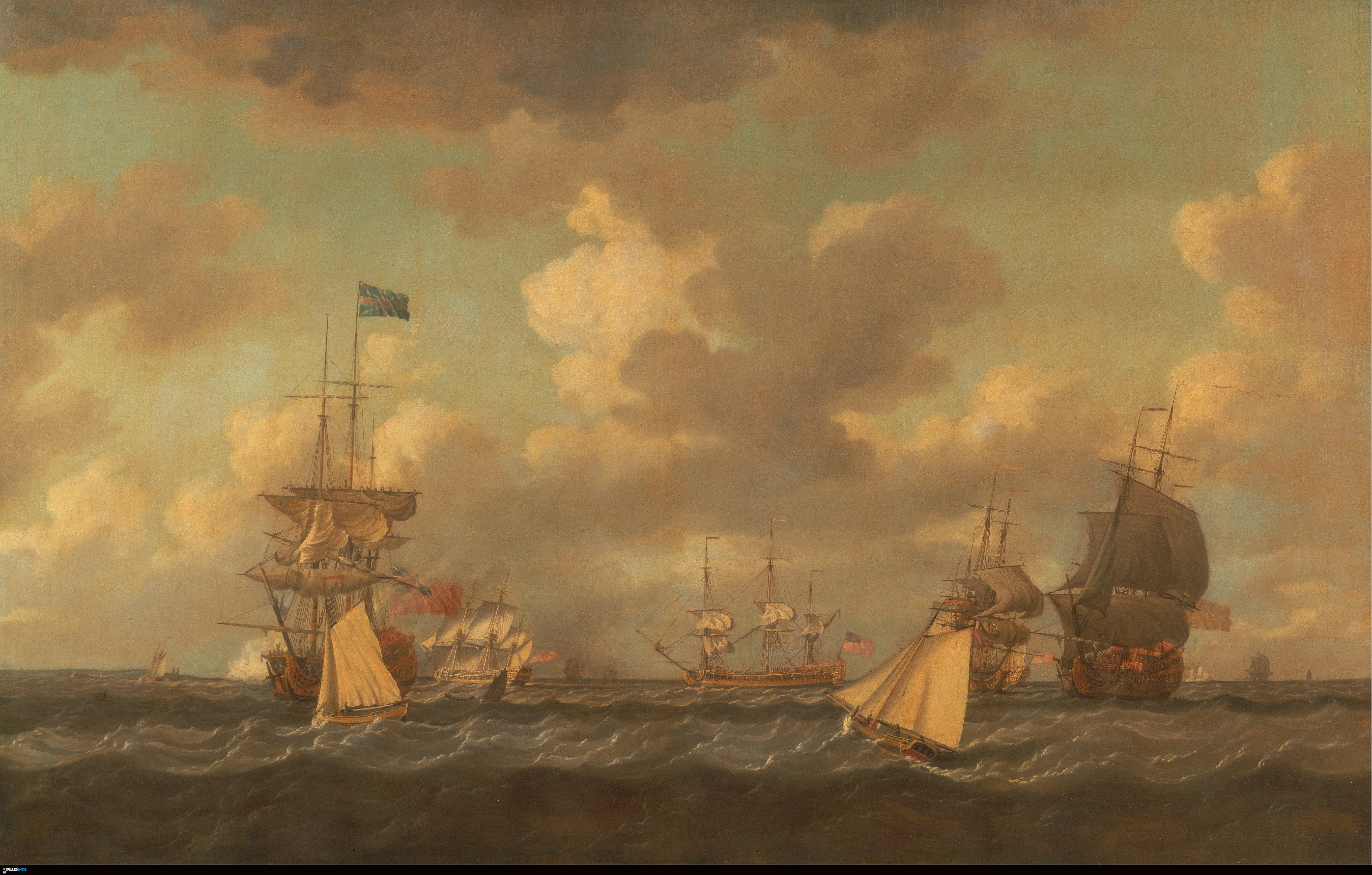 Wallpaper - Dominic Serres - English Ships Coming to Anchor in a Fresh Breeze
