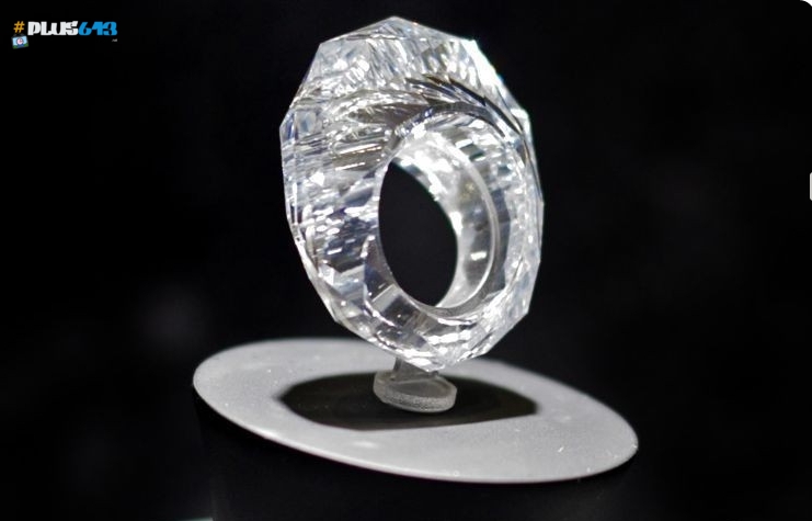 A ring carved from a single diamond