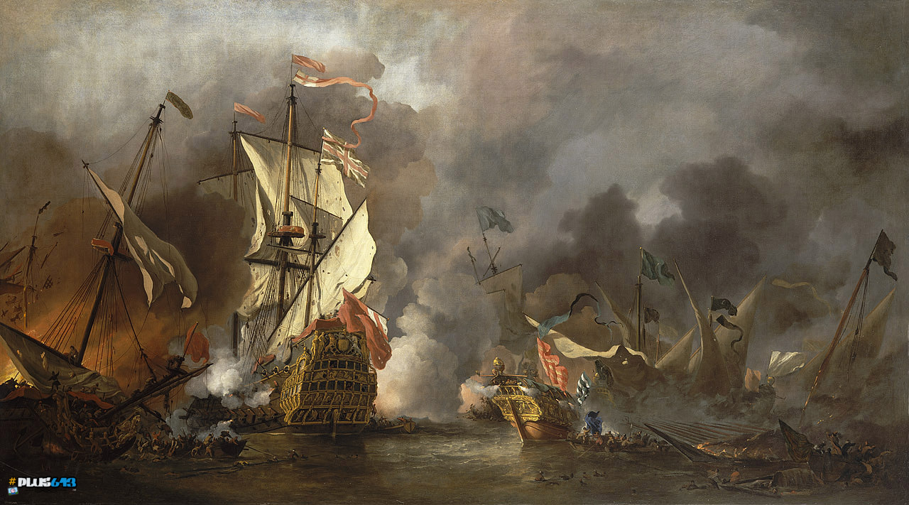 An English Ship In Action With Barbary Vessels, 1678