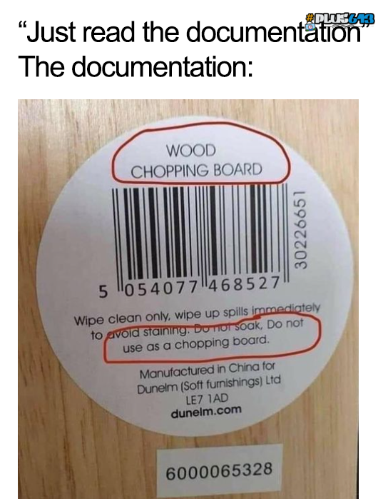 documentation says what?