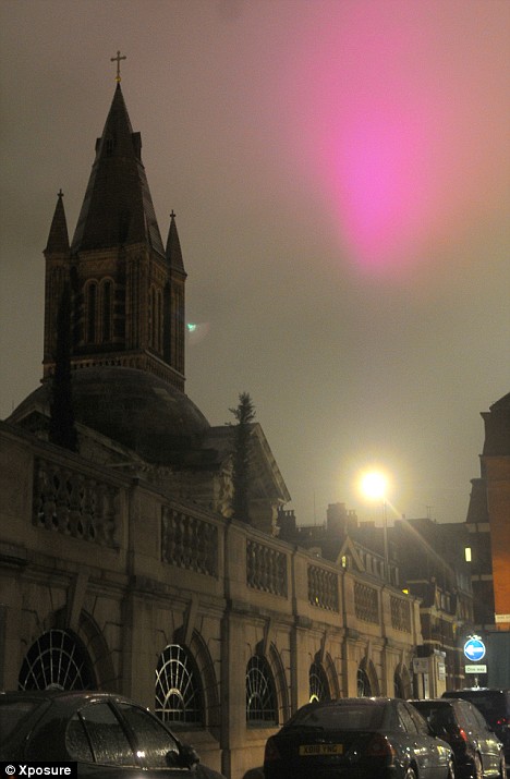 mystery pink light over london