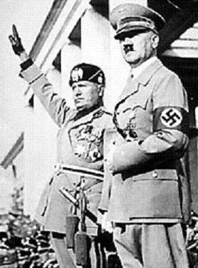 Adolf Hitler finds an ally in the Italian Fascist dictator Benito Mussolini