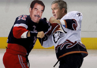 Bush sucker punching Saddam