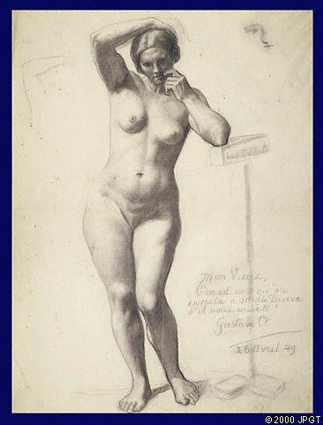 courbet - sketch of nude woman