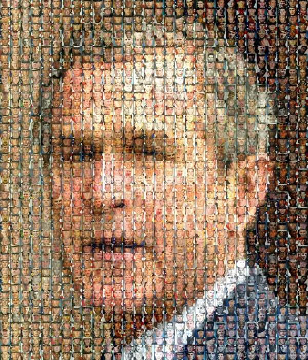 photo is a composite of American soldiers who have died in Iraq over last year