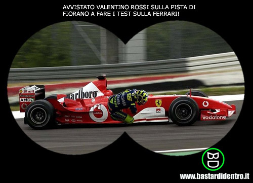 Valentino Rossi testing a Ferrari