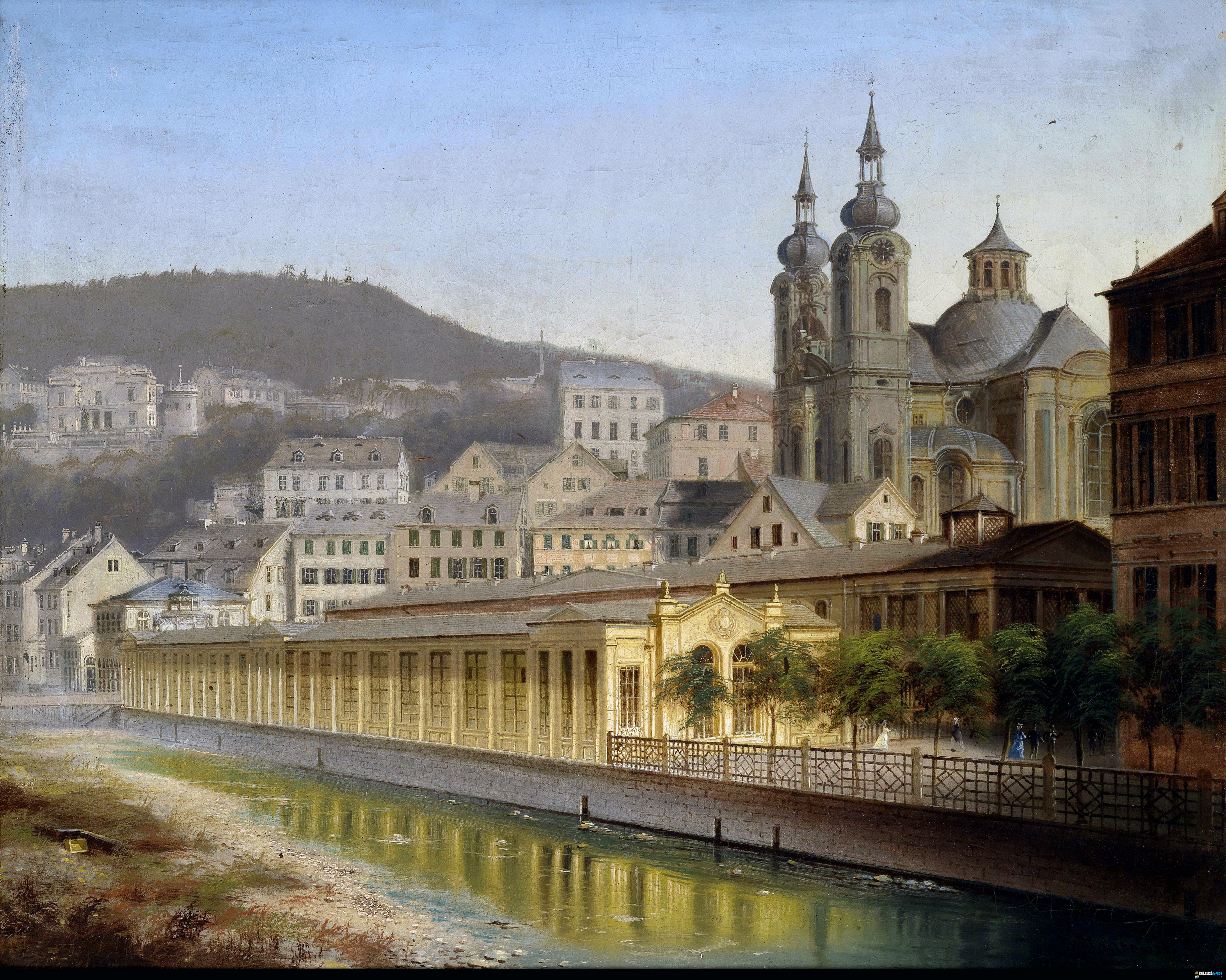 Wallpaper -Johann Wilhelm Jankowski (1825-1870) Blick auf Karlsbad