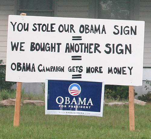 stolen obama sign