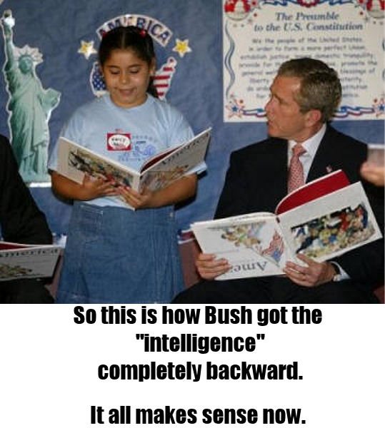 WMDs explained by faulty reading skills by Bush