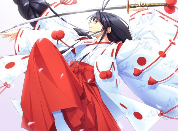 Cool Miko with a sword