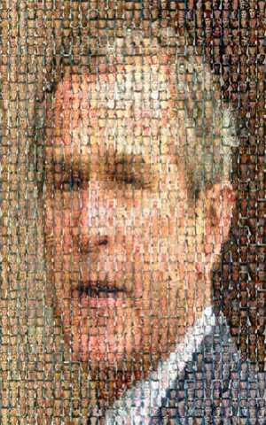 Photomosaic of all the dead americans bush has sent over to his illegal war