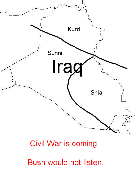 Iraq Civil War coming soon .. Sadly accelerated US soldier deaths too