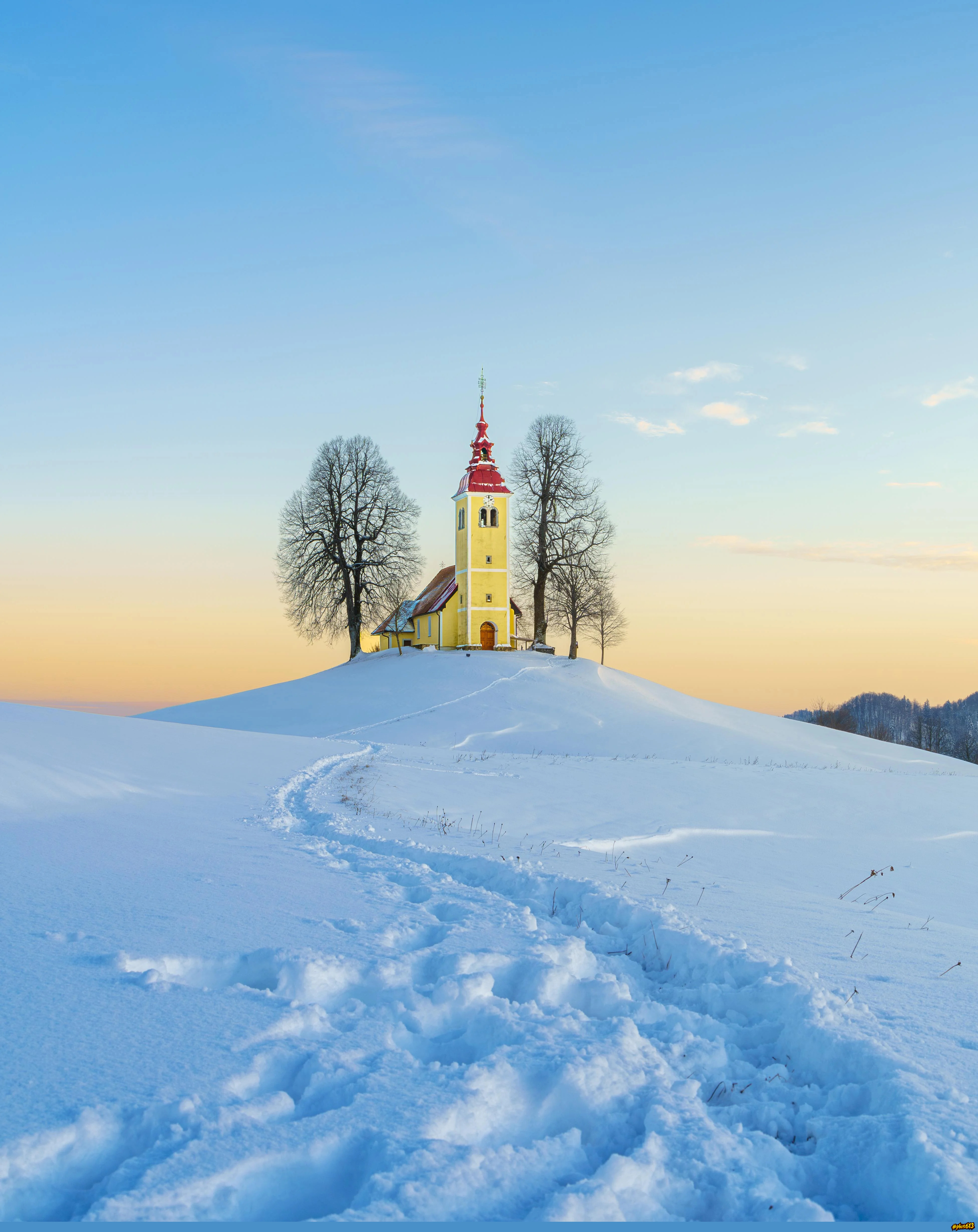 Church on a snowy hill