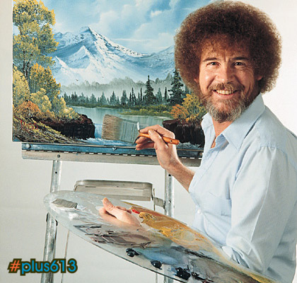BOB ROSS WITH FAKE AFRO
