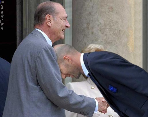 President of France Chirac congratulates with Zidane