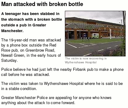 Phone box attacks man with broken bottle