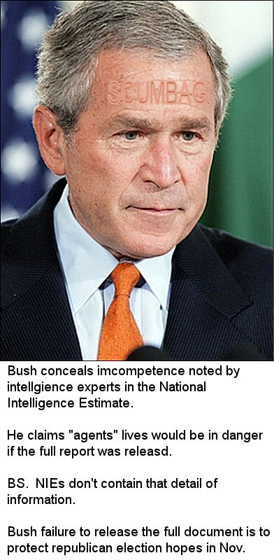 Bush won't release information that makes republicans look bad