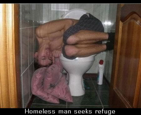 Homeless man seeks refuge