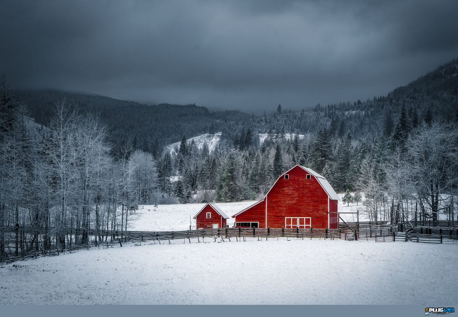 Red Barn In Winter by Stanley Petersen