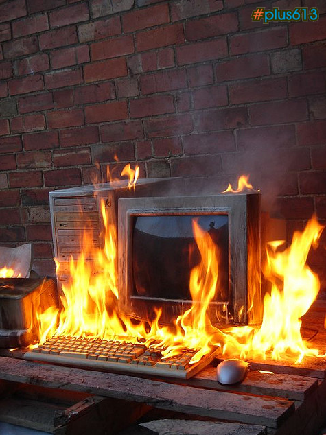 We've put the fire out! Thanks for the patience, plus613 is back on the air :)