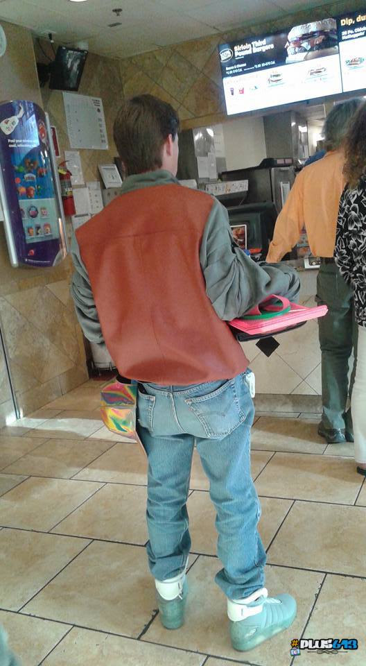 Marty McFly seen ordering lunch
