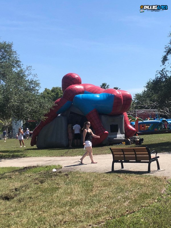 Spiderman fucking a kids bouncy castle
