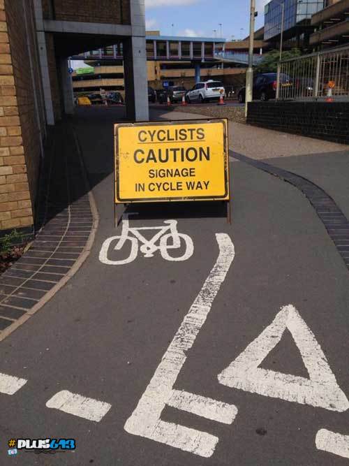 Caution sign for cyclists