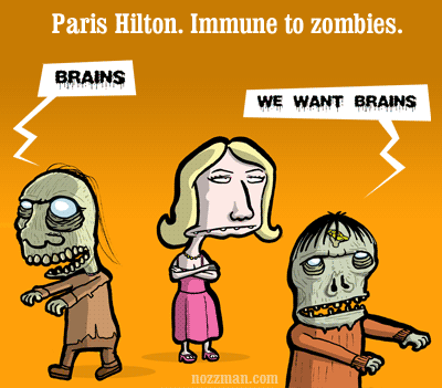 paris hilton, immune to zombies