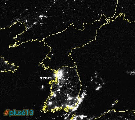 North vs South Korea by night