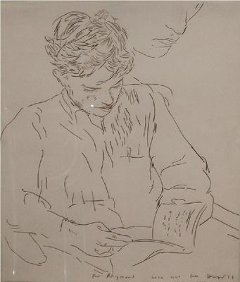David Hockney drawing of Raymond Foye