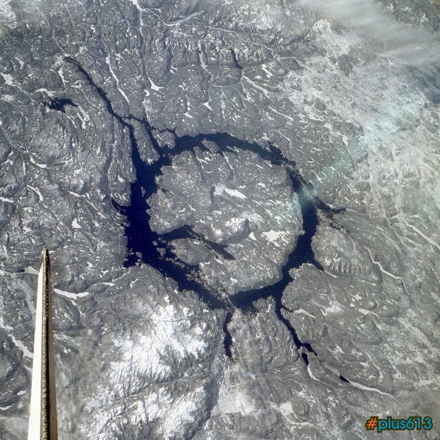Impact crater, northern Canada. Photo taken from Space Shuttle Columbia (1983)