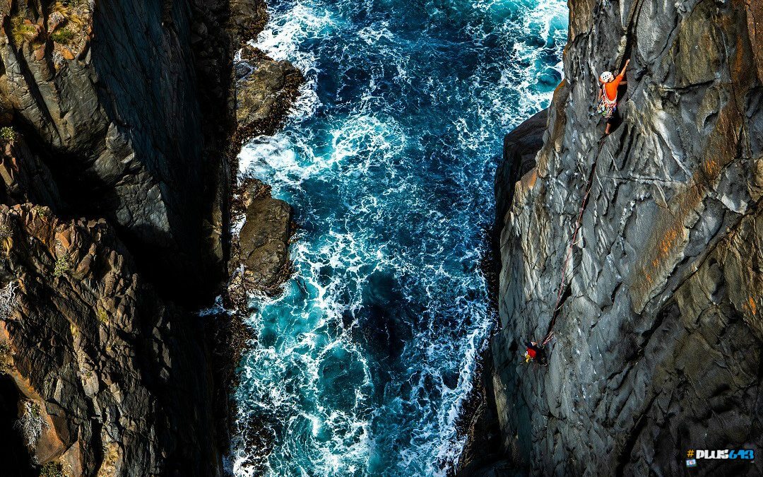 Australia - Climbing The Maelstrom Wall, Bruny Island.  Not for faint hearts.