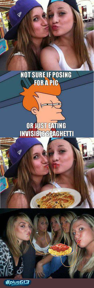 EVERYBODY is eating invisible spaghetti