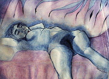 Blue nude, (pencils and wate color pencils on paper), mkcerusky, 1993