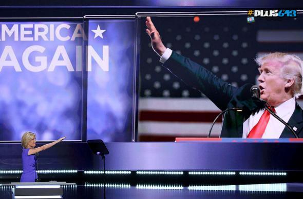 Laura Ingraham saluting Trump