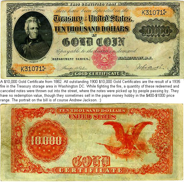 1882 $10,000 Gold Certificate