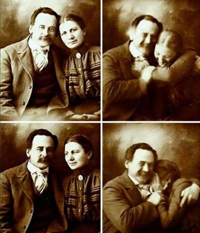 This couple from 1890 kept getting the giggles as they posed