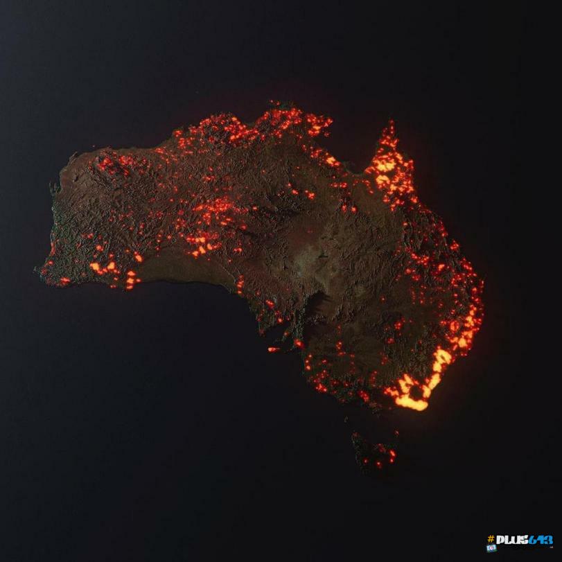 Australia - satellite image during bush fires, 2019
