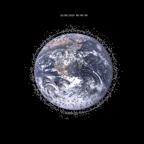 One hour of satellite movement, at 240x speed