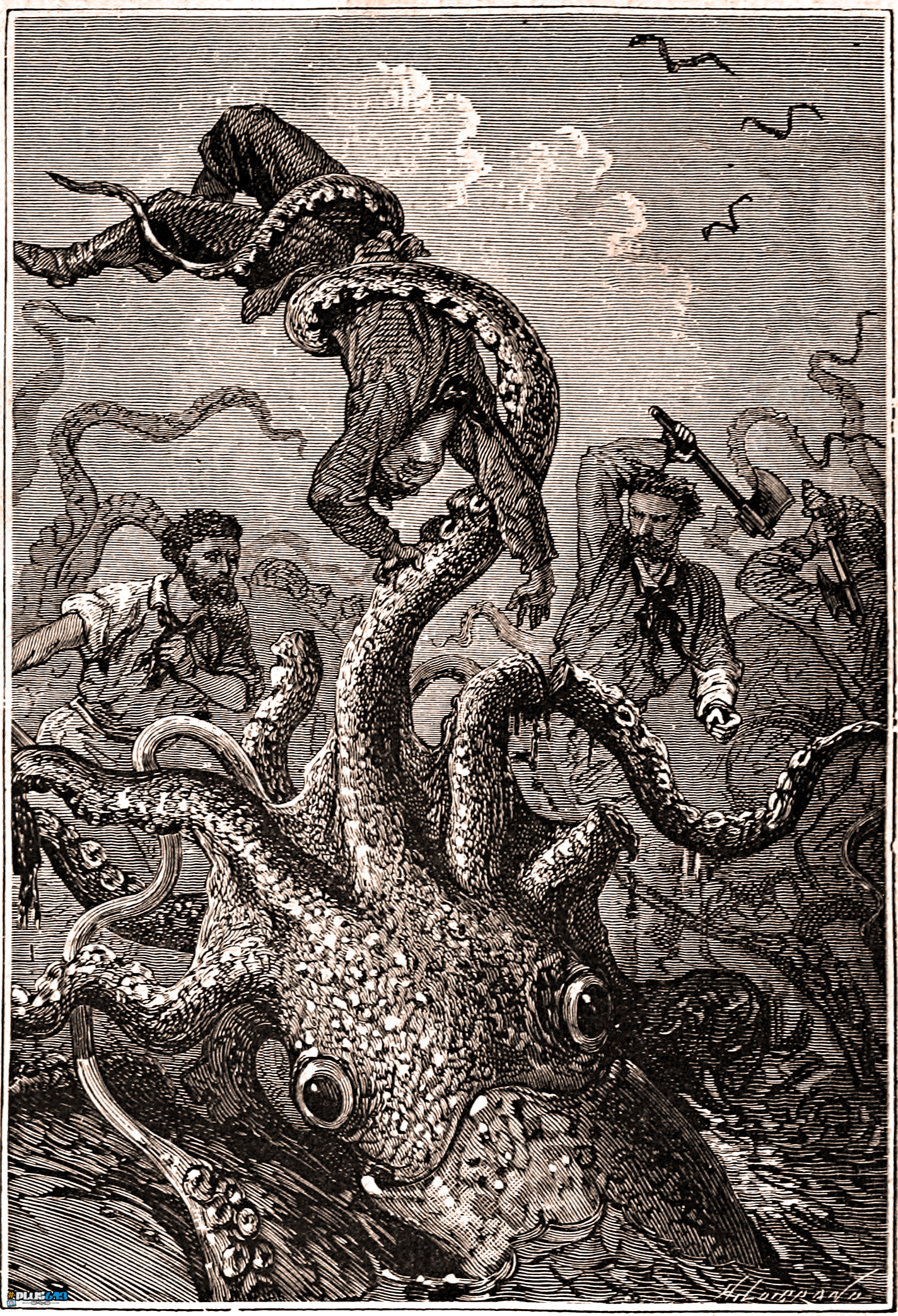 Alphonse de Neuville - 20000 leagues under the sea squid
