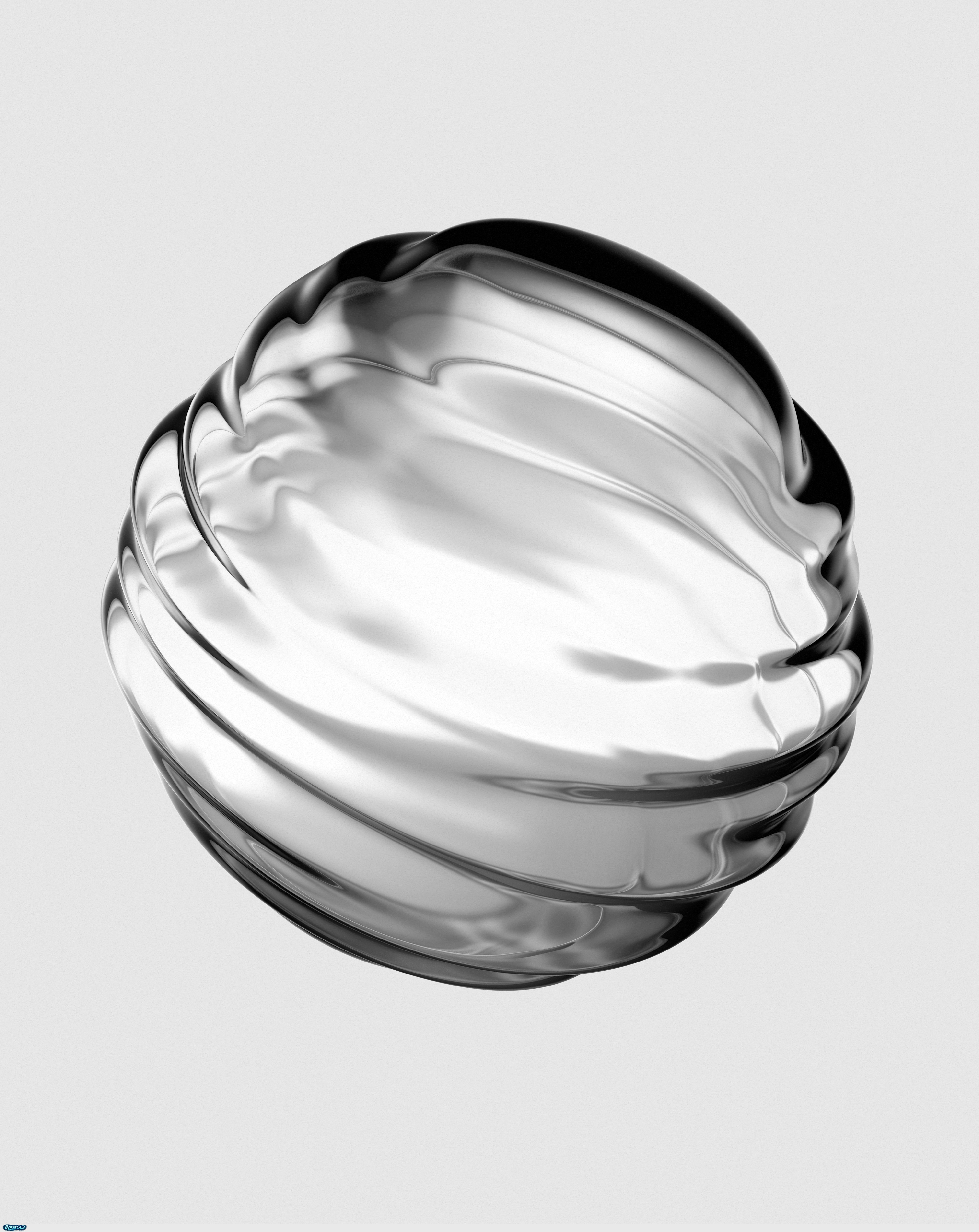 A clear, swirling glass orb on a gray background by Resource Database