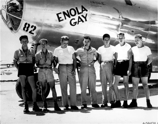 Enola Gay crew members, Paul Tibbets in the center.