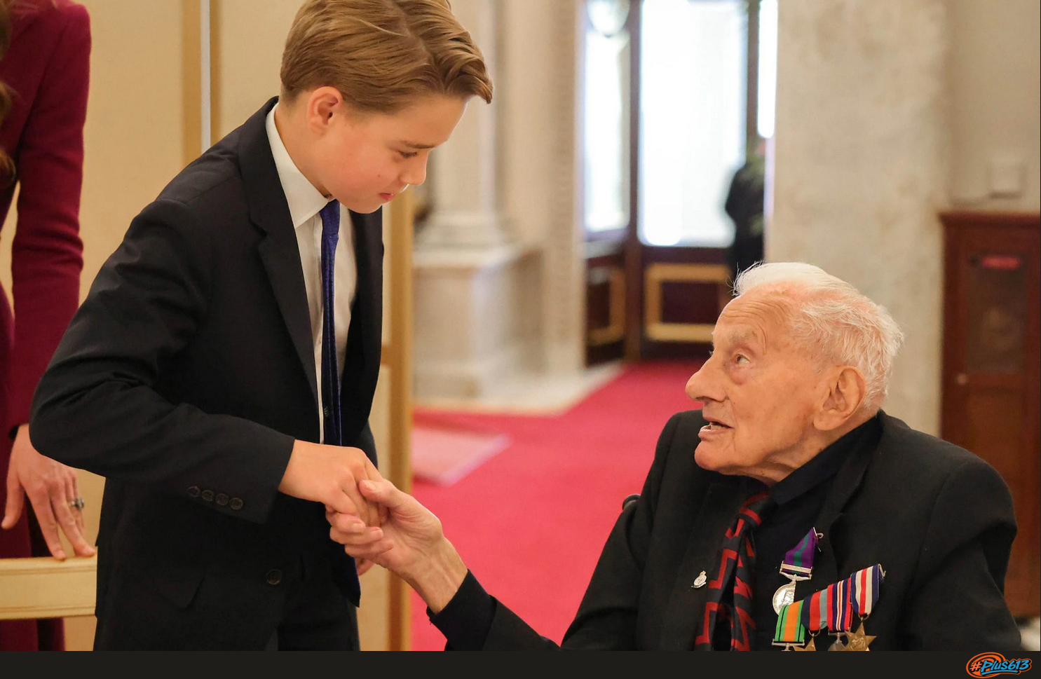 Prince George meets a veteran, 80th anniversary celebrations, VE Day.