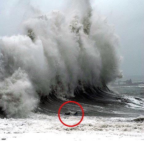 Caught on camera: Incredible moment surfers are hit by 50ft wave off Cornwall