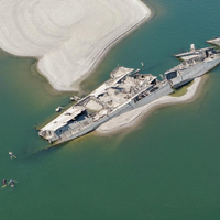 WW2 ship exposed in Danube due to historic low water levels