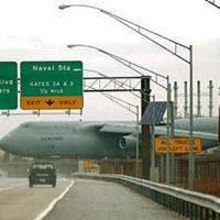 plane stuck on a highway.