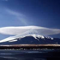 Funky clouds around a volcano